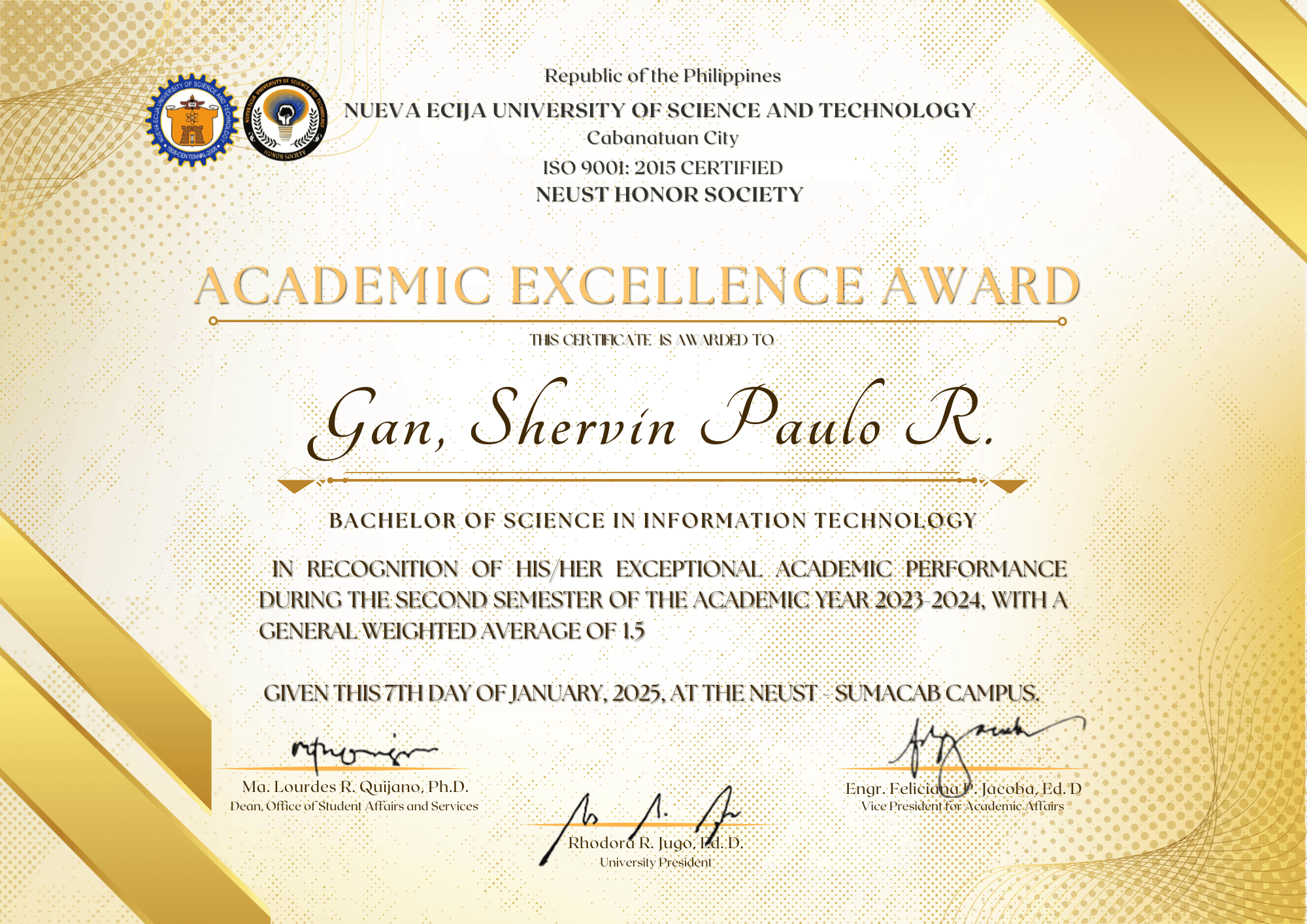 Academic Excellence Award