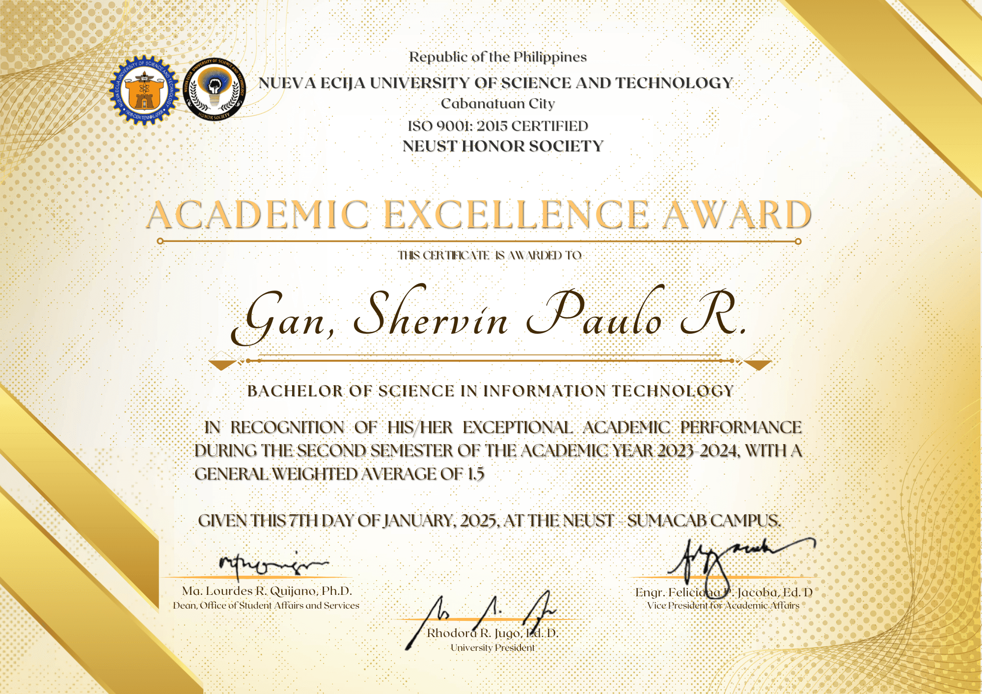 Academic Excellence Award